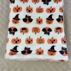 Modern Baby Halloween Baby Blanket Jack O Lantern Witch Hat Orange Pumpkin Black